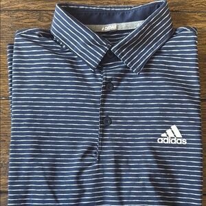 Adidas Men's Blue Striped Golf Polo